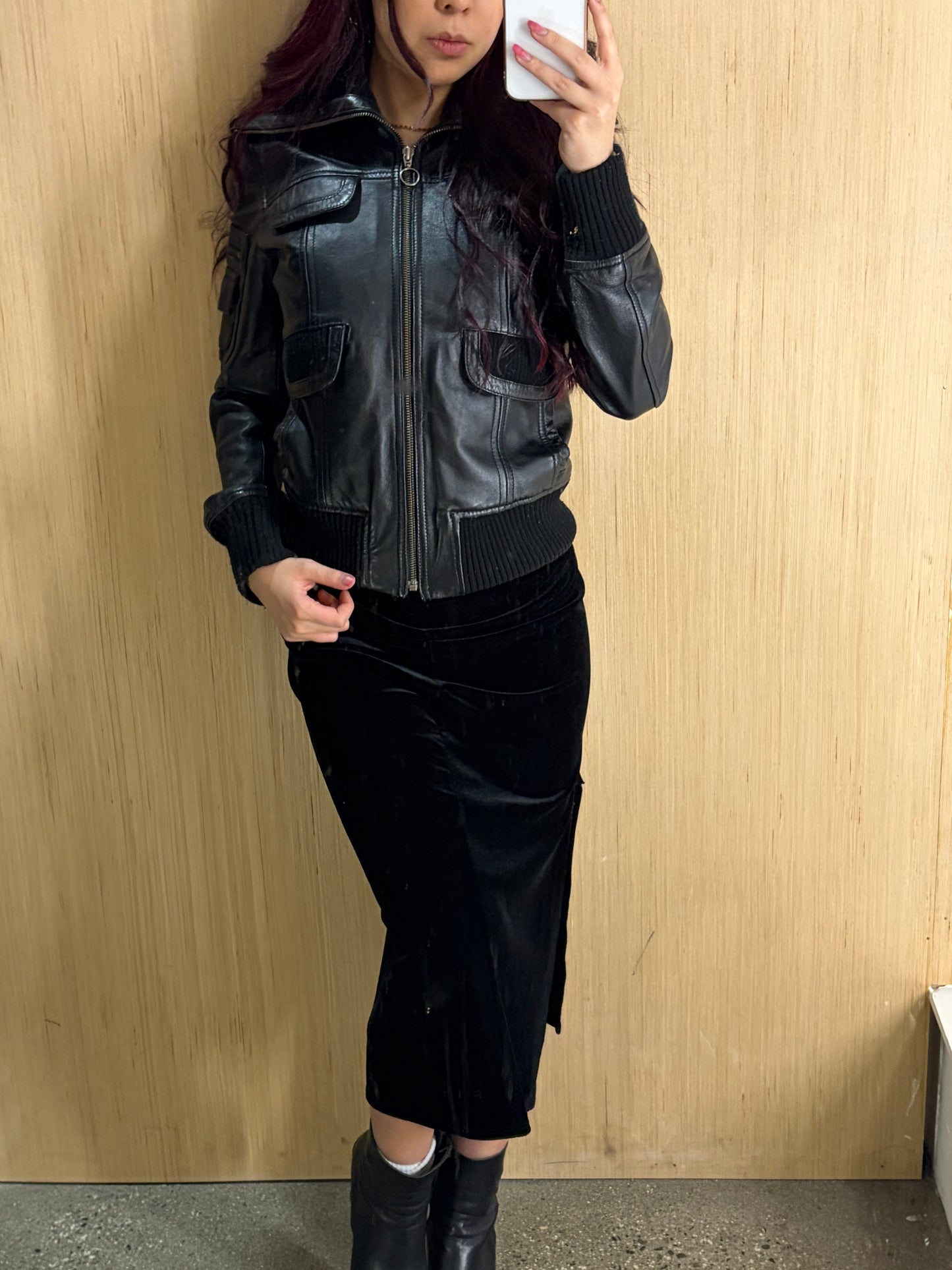 (Womens S) Danier Black Cropped Leather
