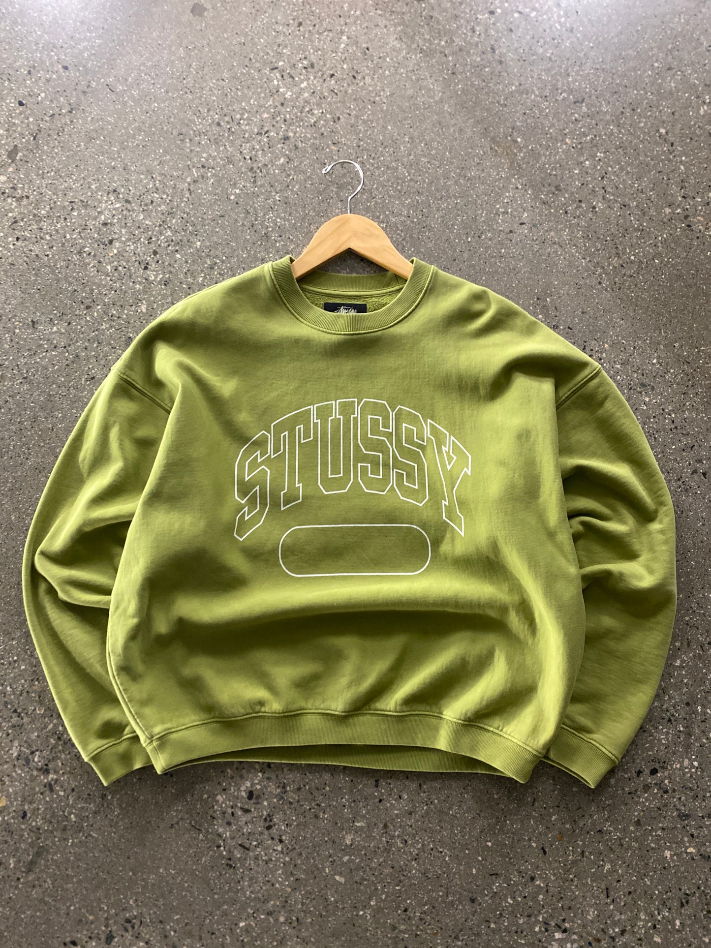 (M) Stussy Matcha Green Script College Crewneck