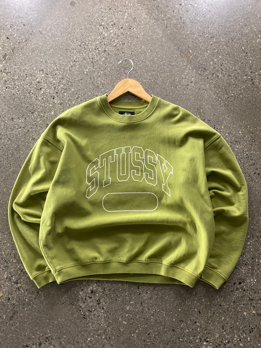 (M) Stussy Matcha Green Script College Crewneck