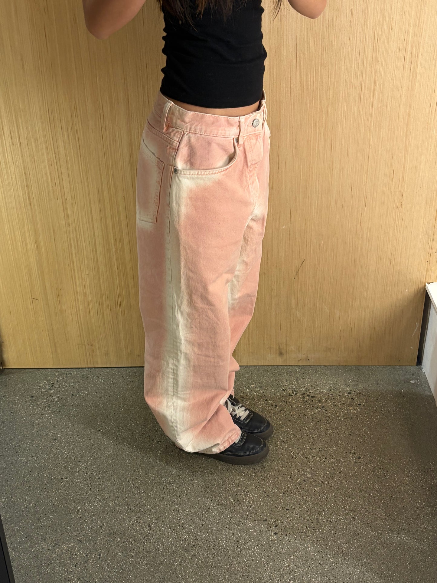 (28”) Stussy Pink Spray Dye Big Ol Jeans