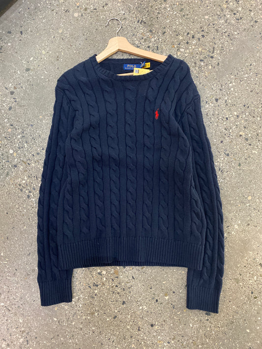 (m) Polo Navy Cable Knit