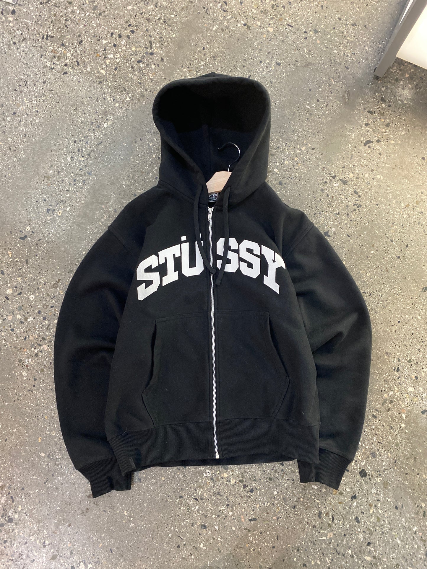 (S/M) Stussy Script Black Zip Hoodie