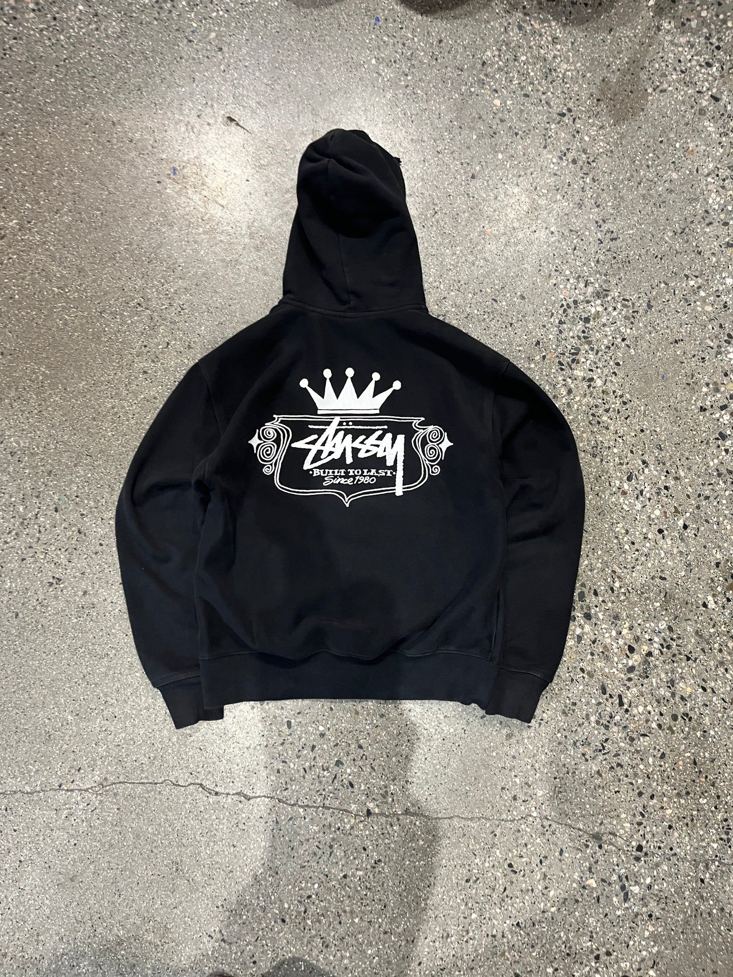 (m) Stussy built to last black zip