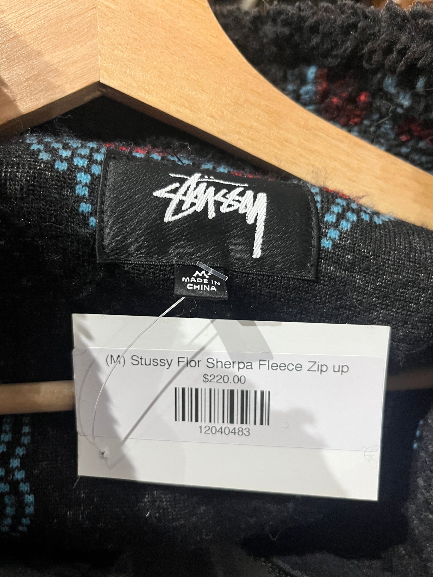 (M) Stussy Flor Sherpa Fleece Zip up