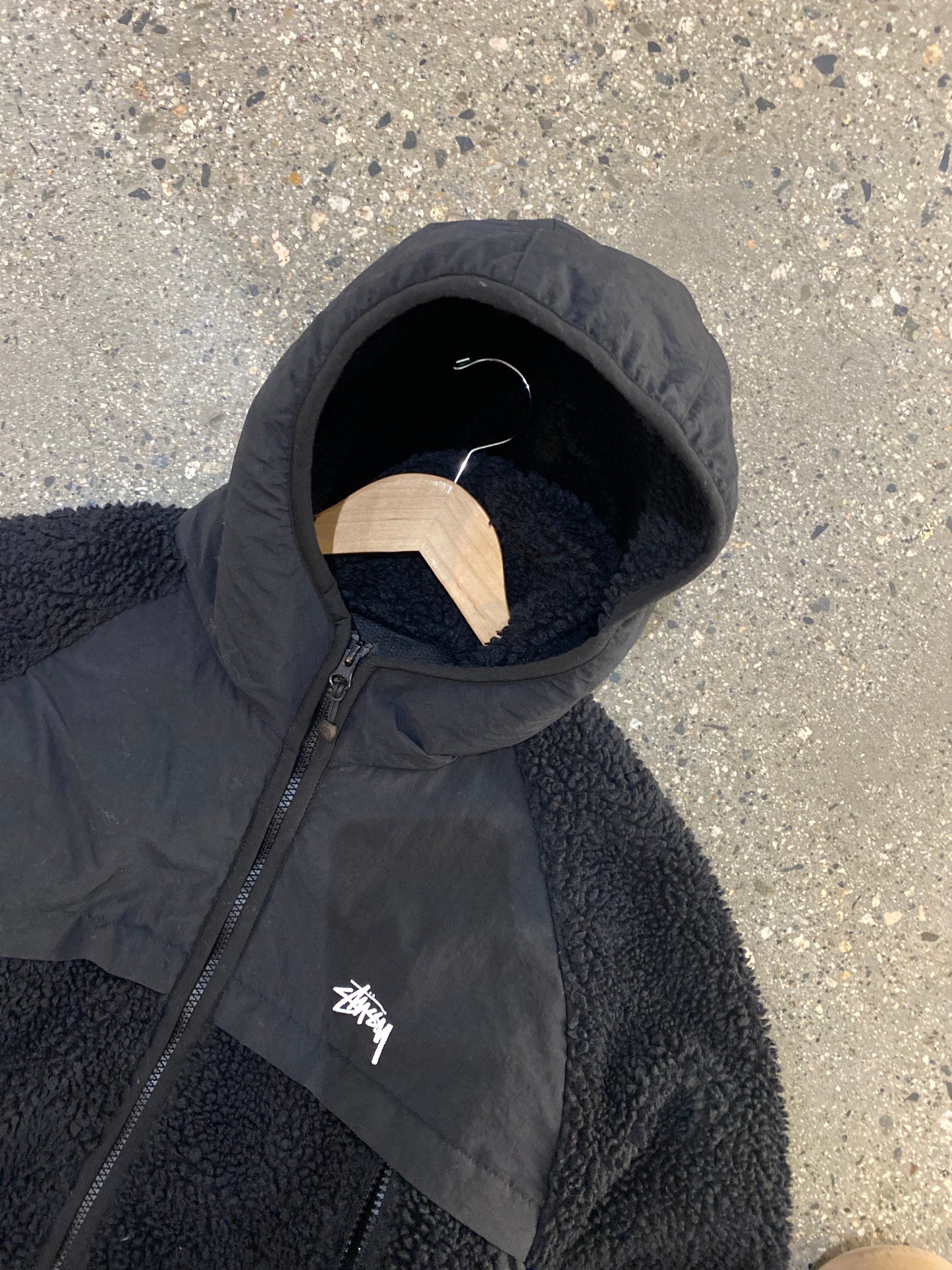 (S/M) Stussy Panel Fleece with Hood