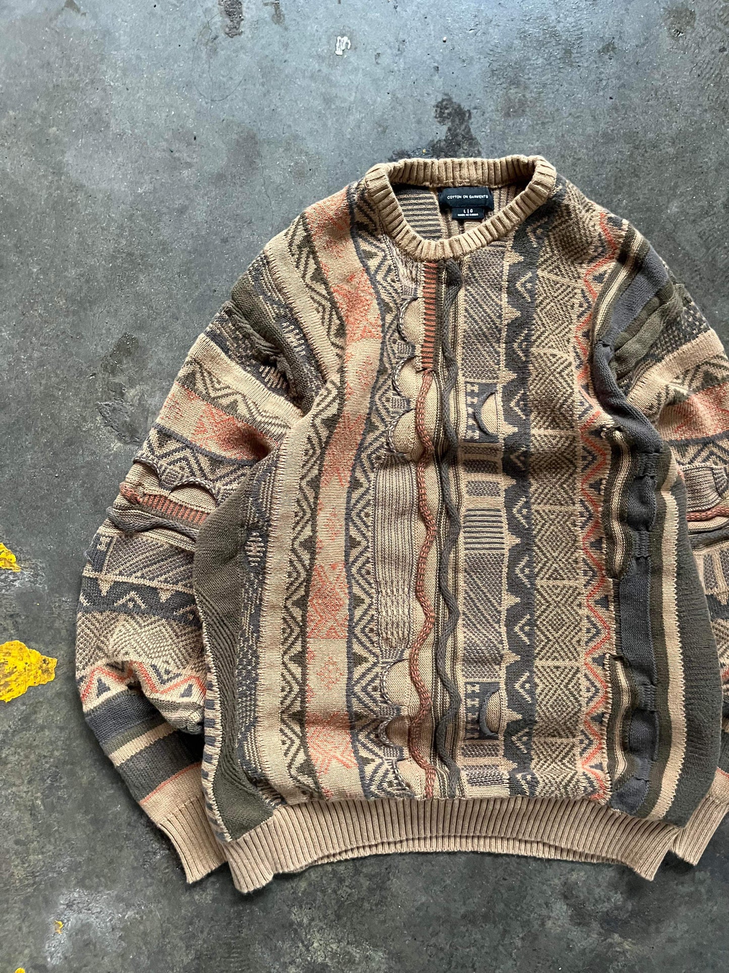 (L) Vintage Earthtone 3D Coogi Style Knit