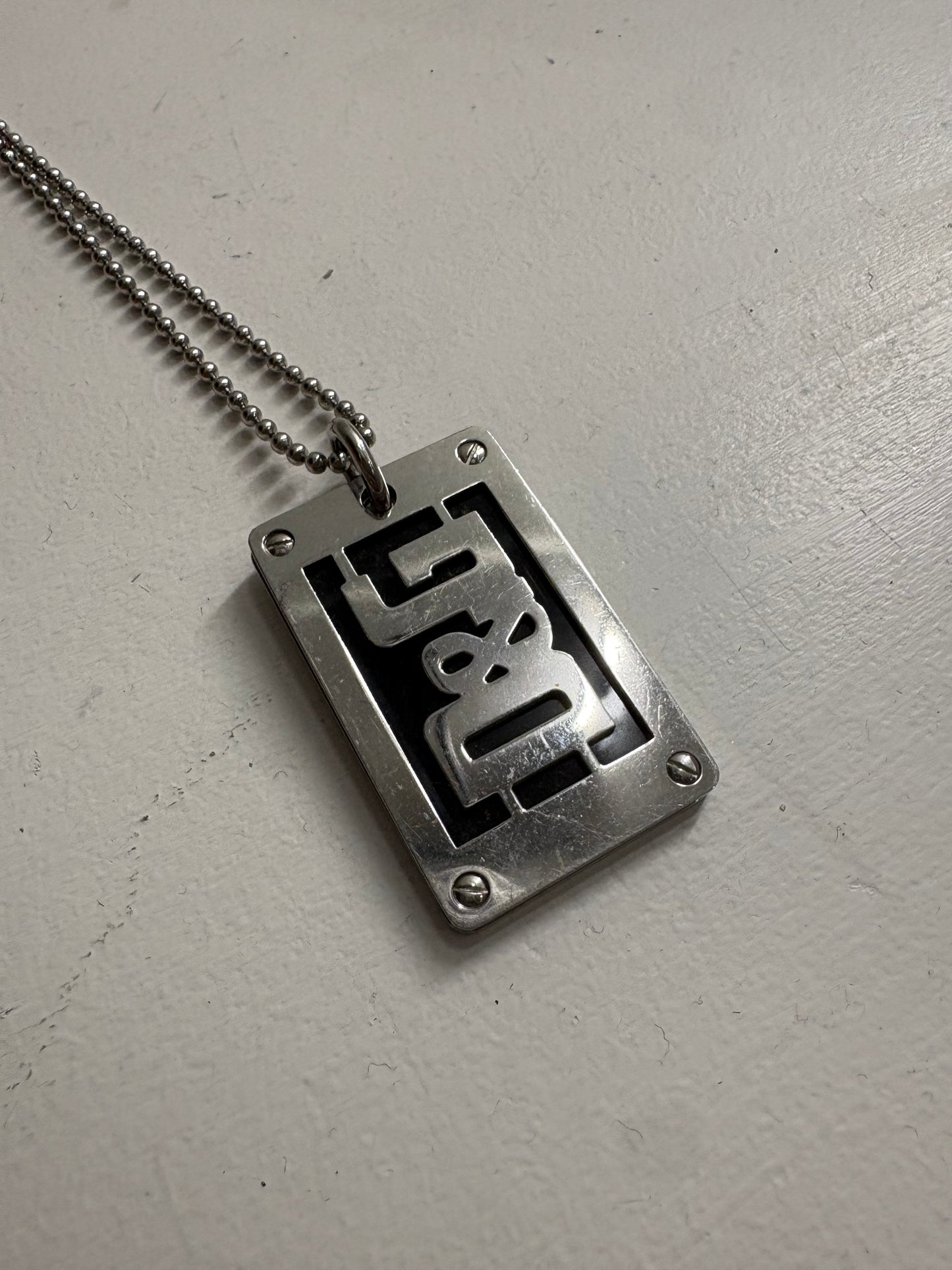 (12”) D&G Stainless Silver Dog Pendant + Ball Chain