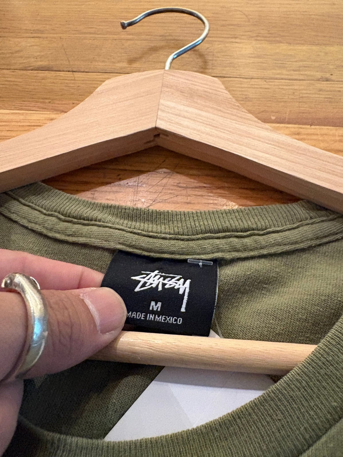 (M) Olive Green Stussy Patch Tee