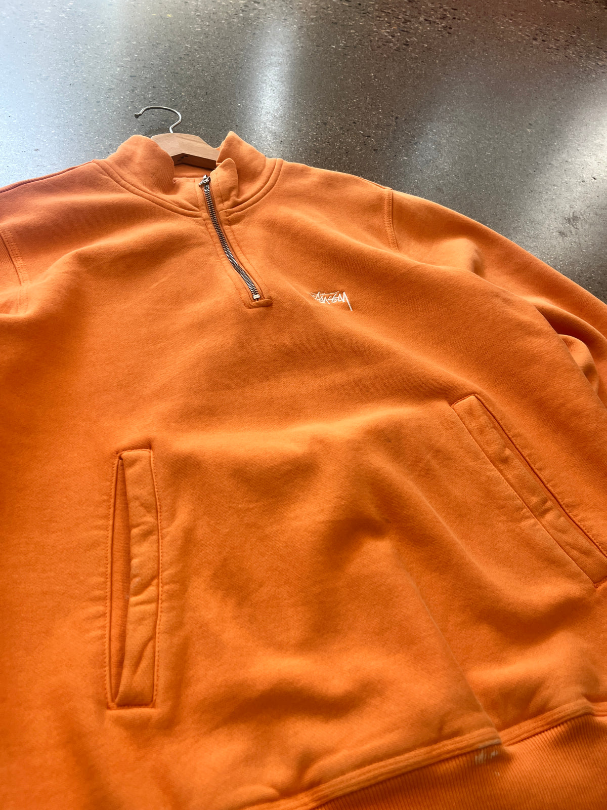 (S) Peach Orange Stüssy Half Zip