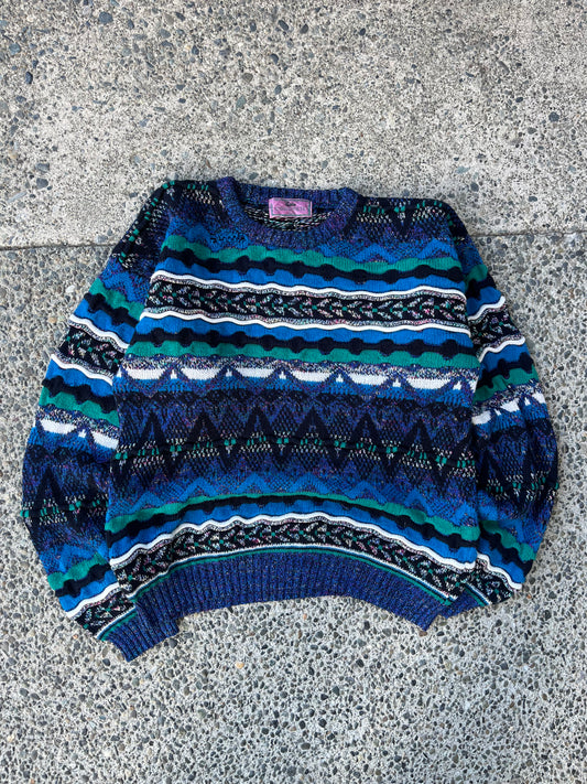 (L) 90s Concrete 3D Textured Knit Acrylic
