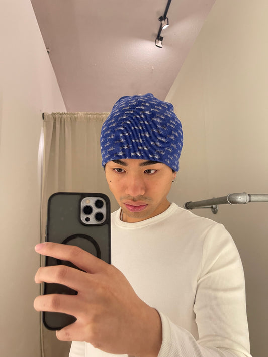 (OS) 2000s Stussy Blue Script AOP Skully