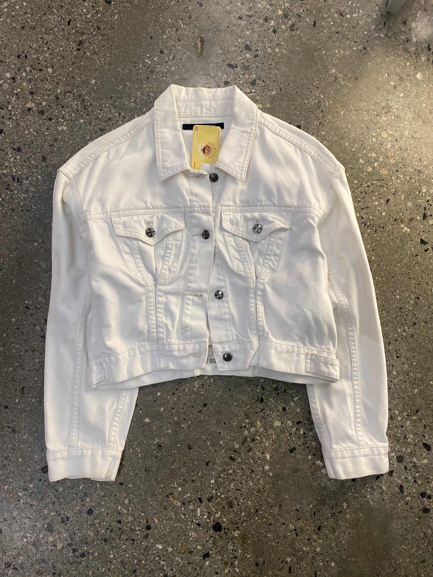 (S) 00's Ksubi All White Denim Cropped Jacket