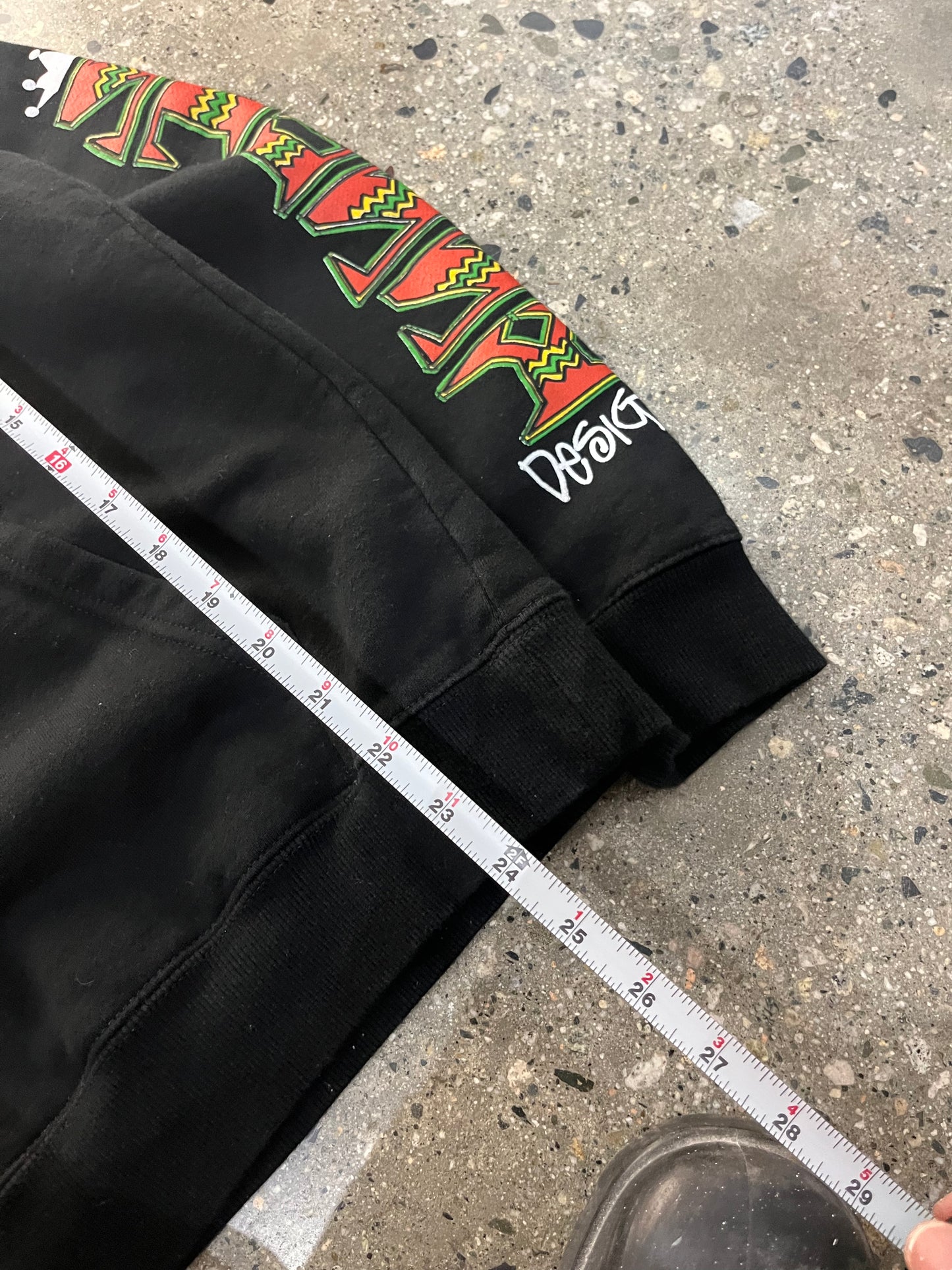 (XS) Stussy Rasta Logo Sleeve Graphic Hoodie