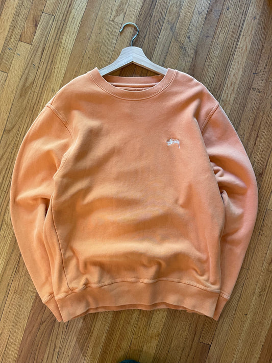 Peach Stussy Small Script Crewneck