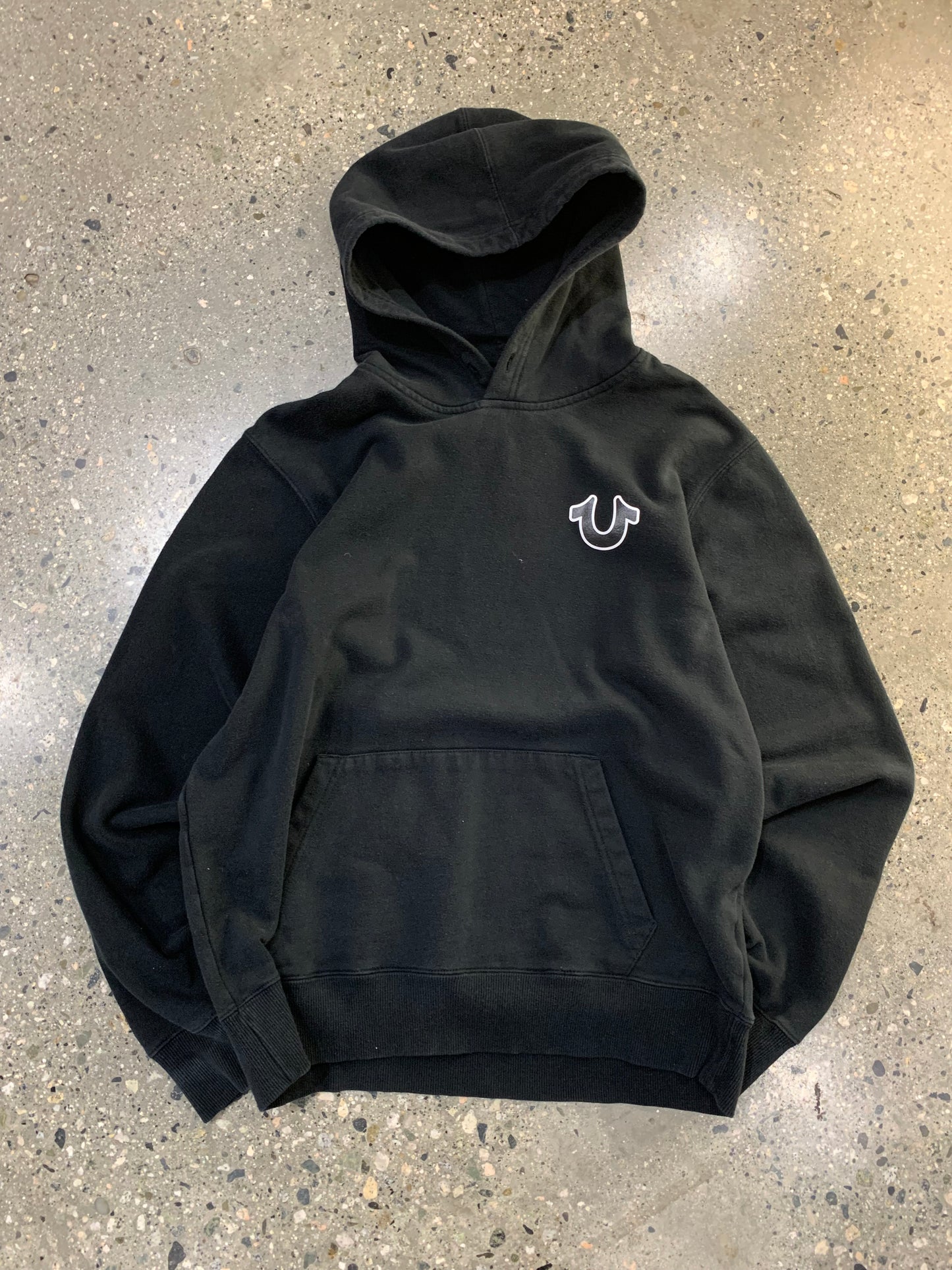 (L) 00's True Religion Double Sided Black Hoodie