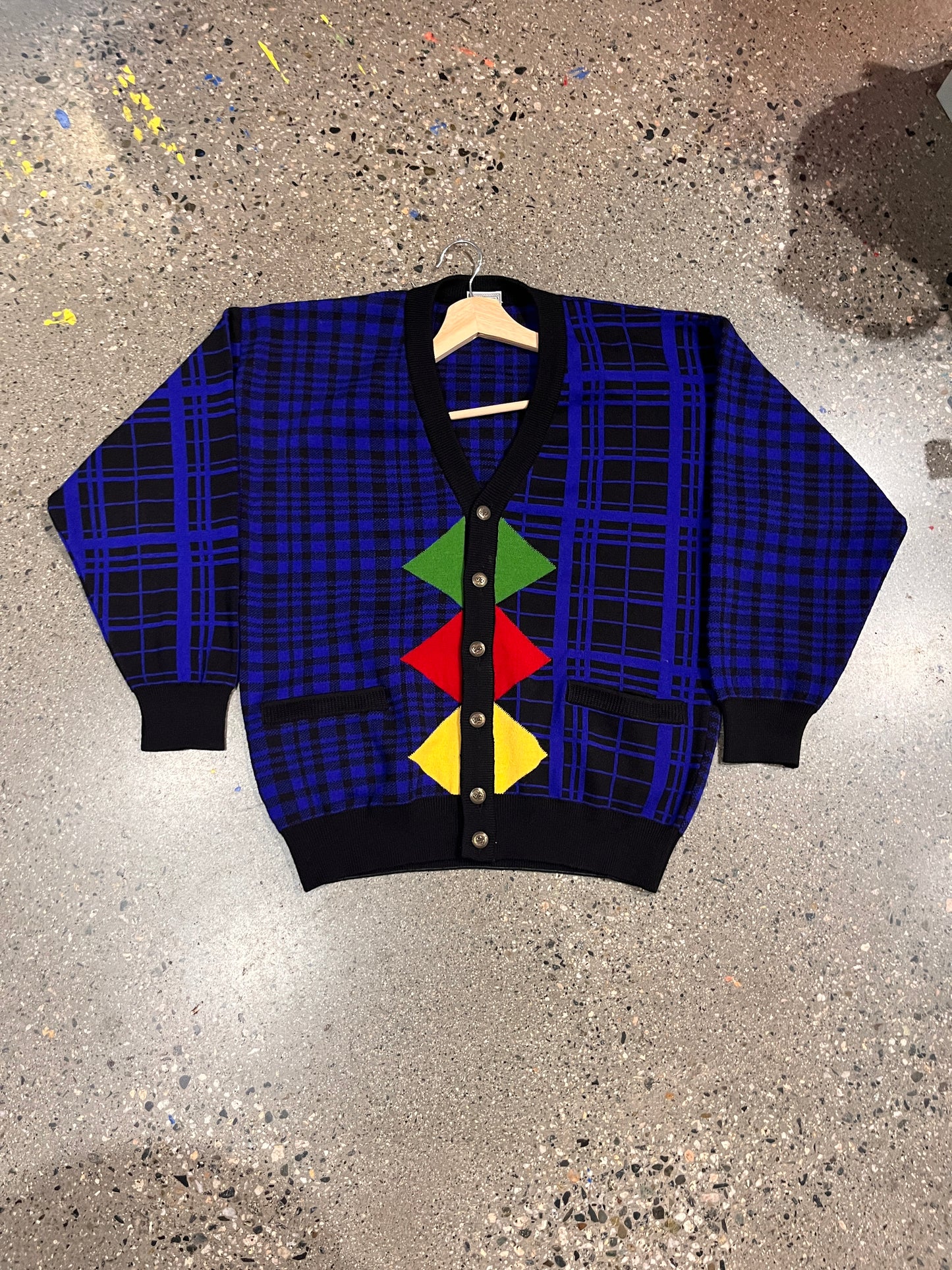 (L) 90’s Versace Argyle Cardigan
