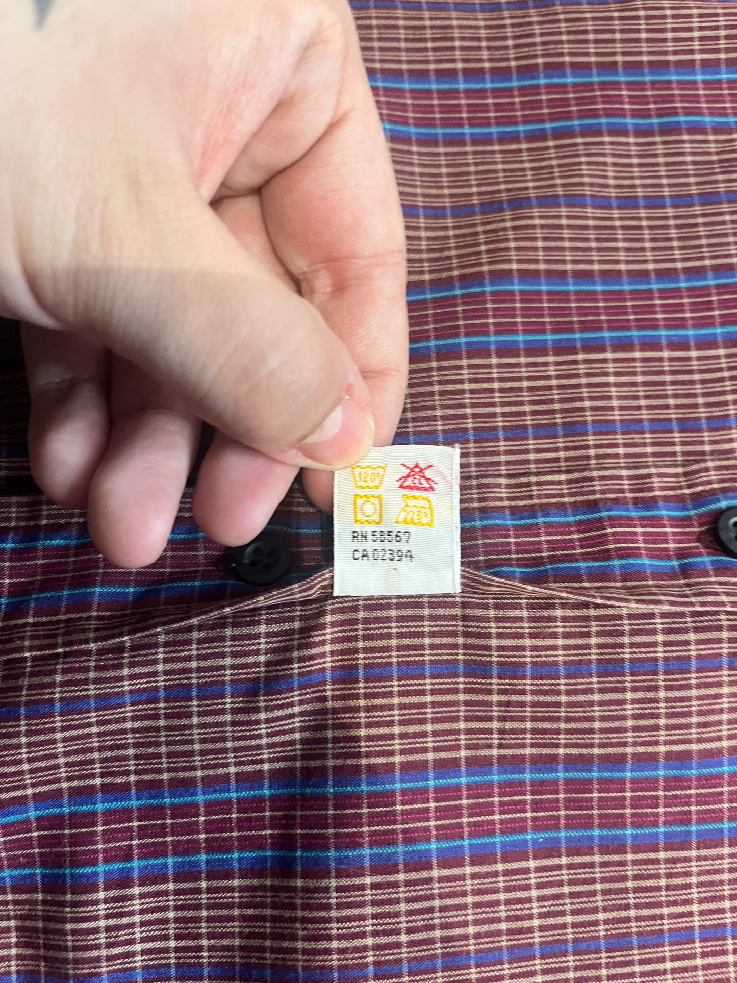 (M) YSL Burgundy Striped Button Up