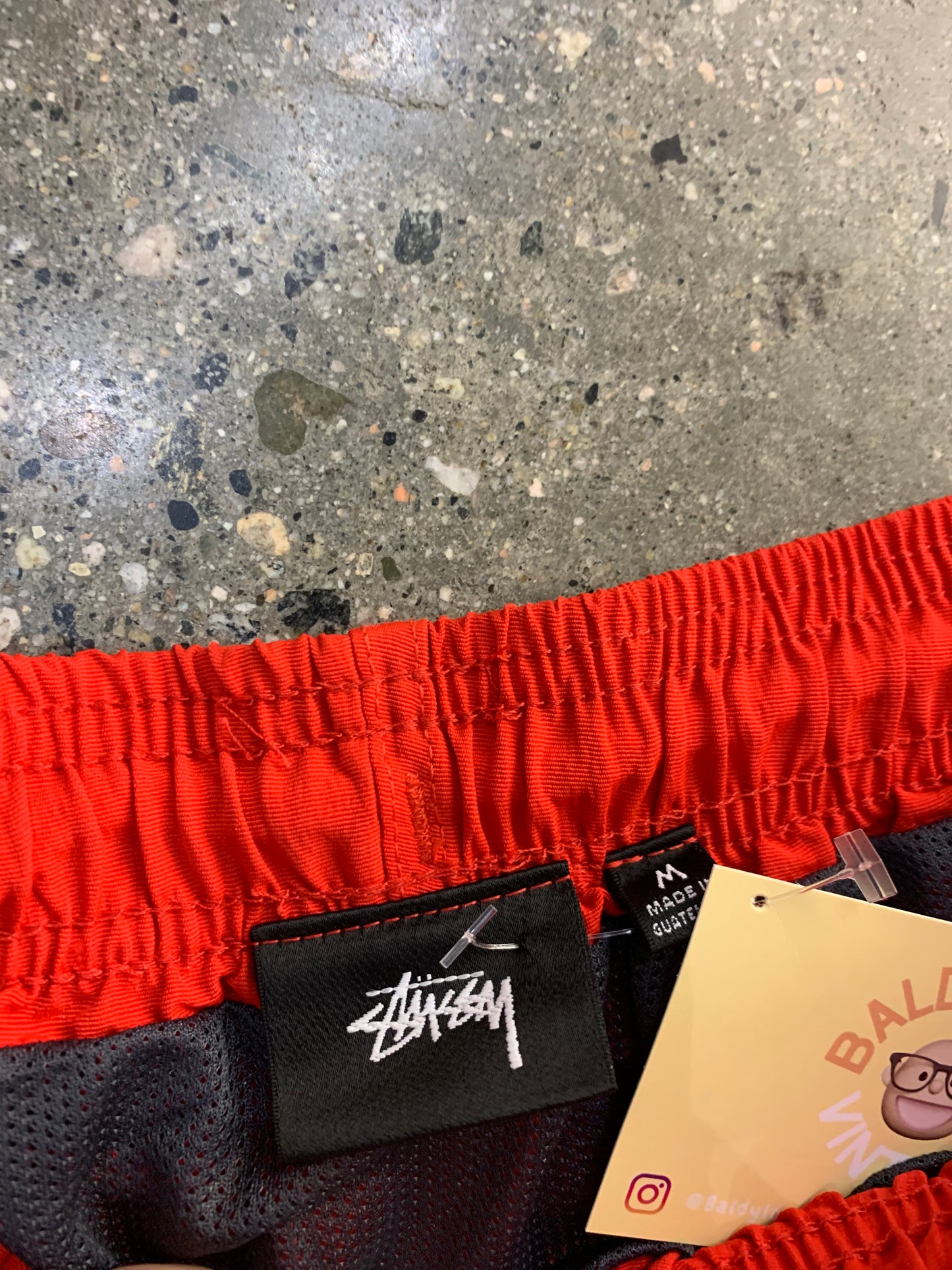 (M) Red Script Stussy Short