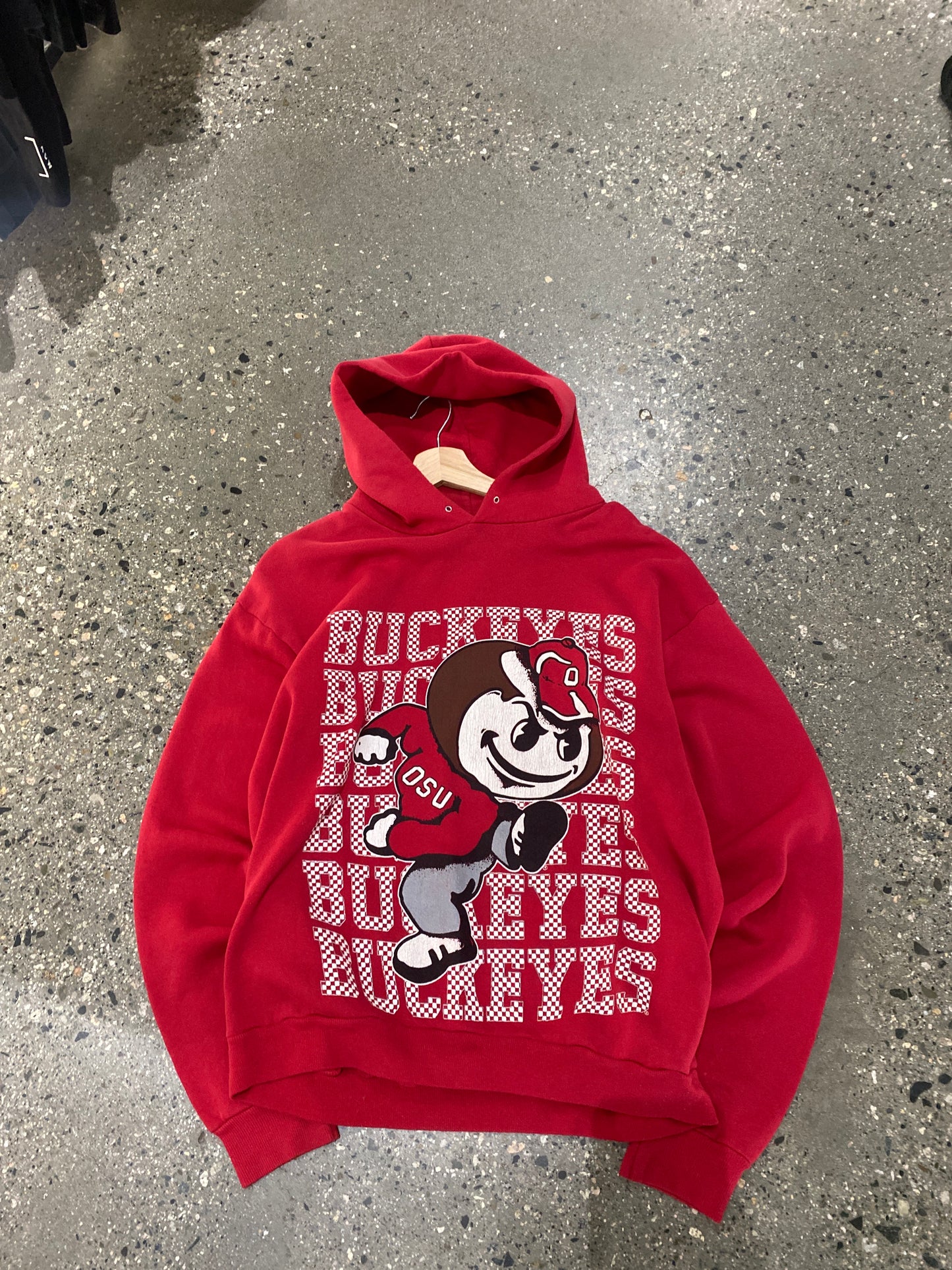 (S) 90's Ohio State Buckeyes Mascot Graphic Red Hoodie