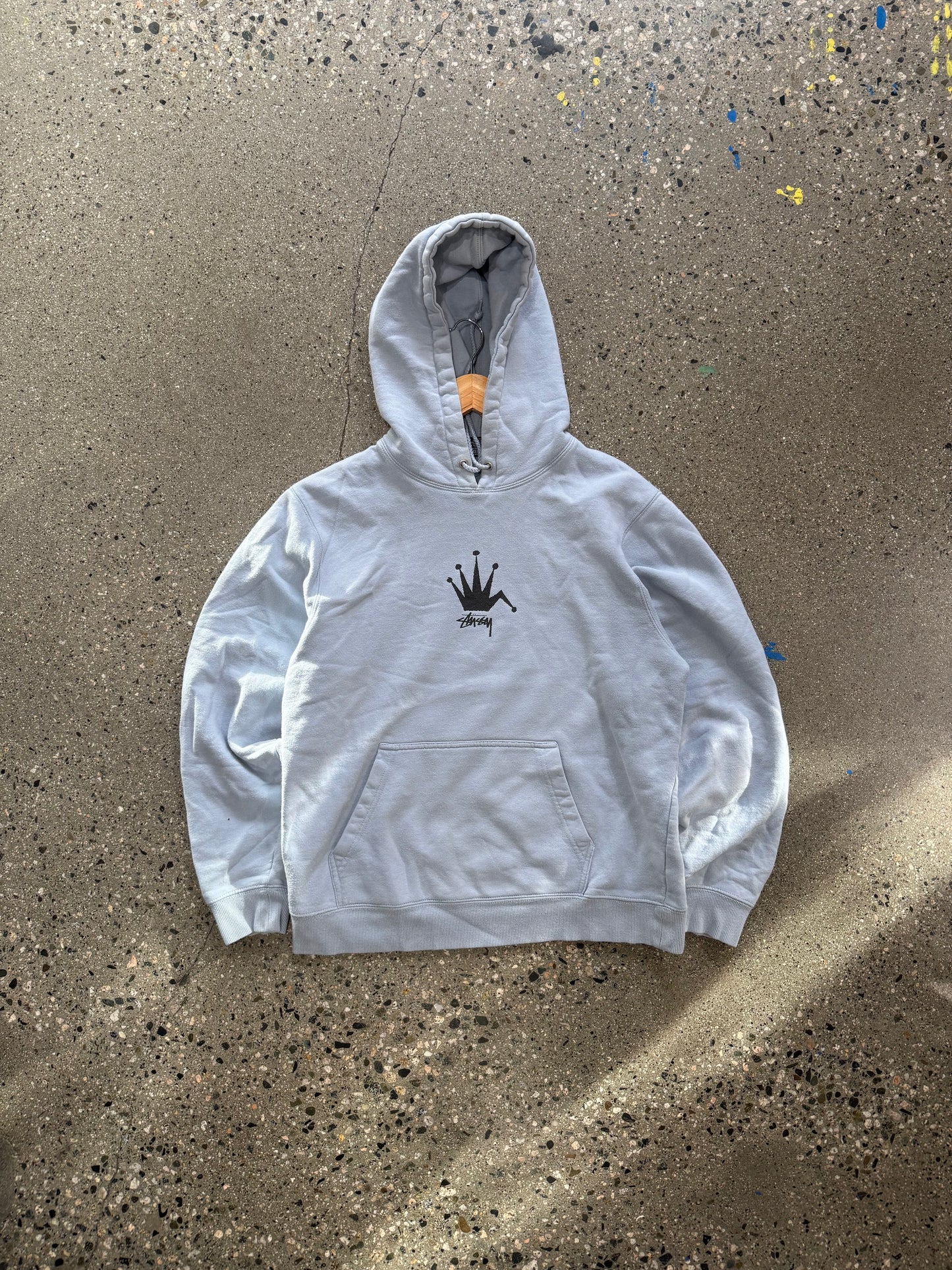 (M) Baby Blue Stussy Crown Hoodie