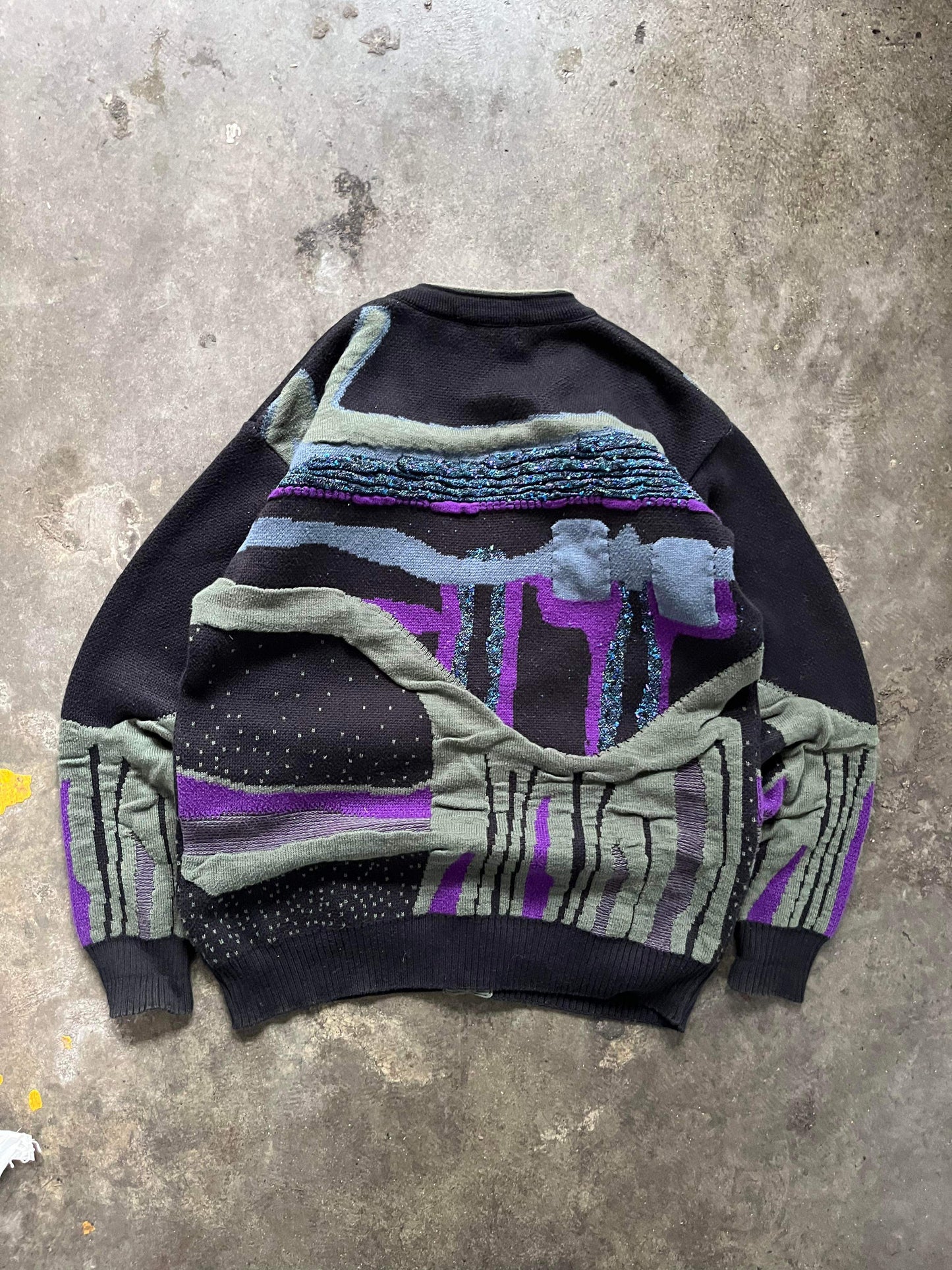 (L/XL) Vintage Textured Knit Cardigan