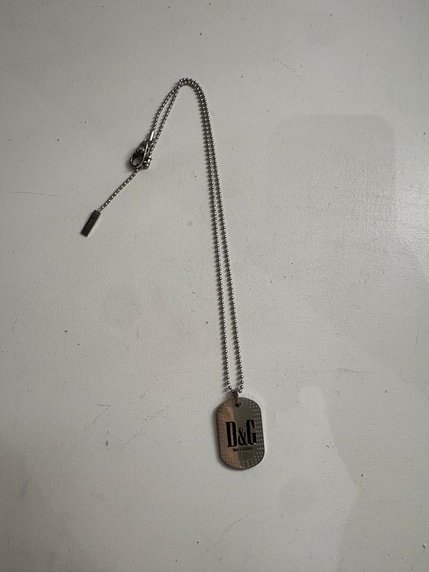 (12”) D&G Stainless Silver Pendant + Ball Chain