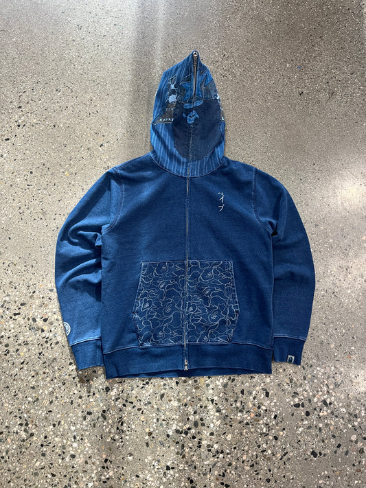 (M) Bape Samurai Indigo Full Zip Hoodie