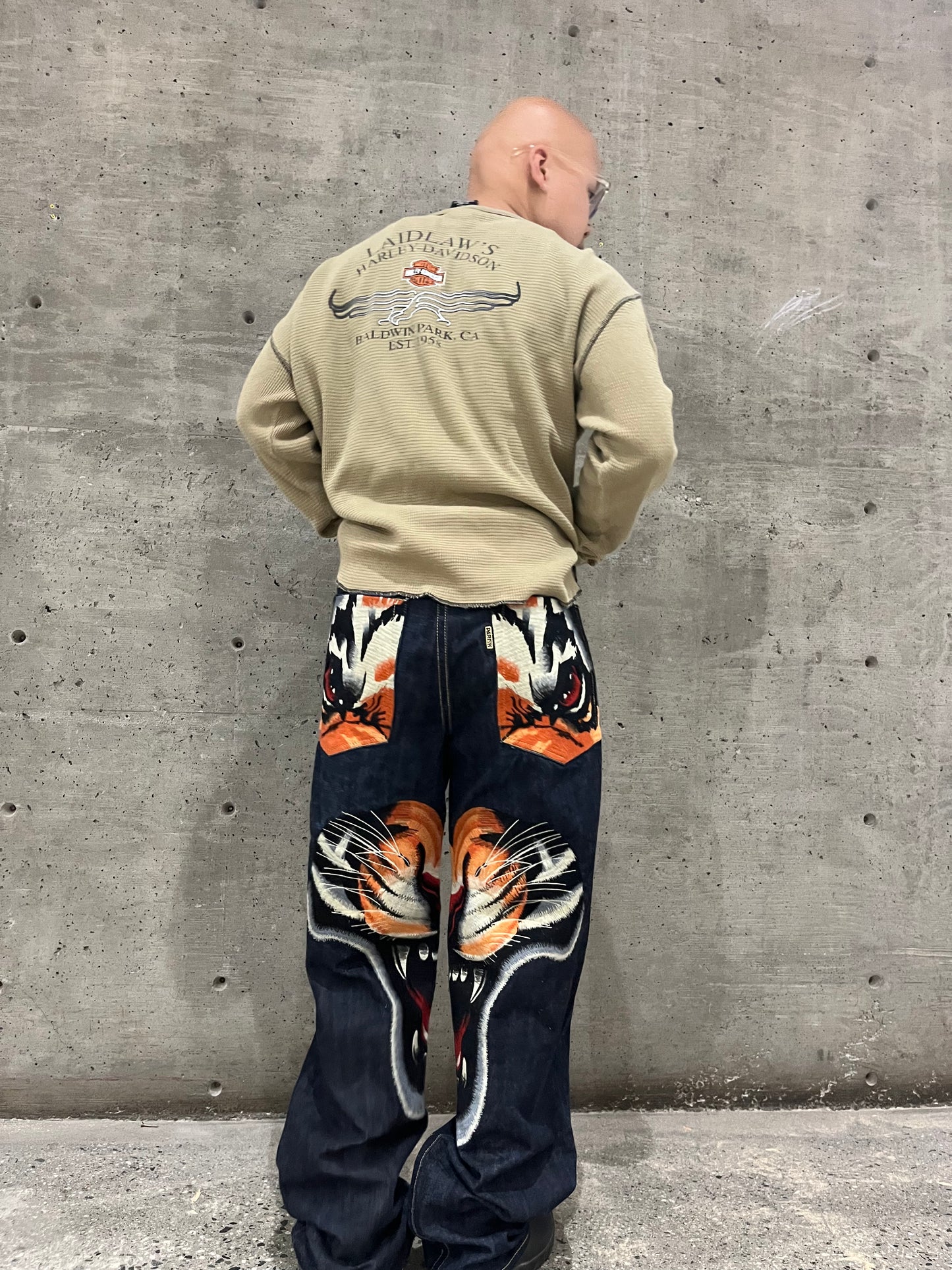 (38”) Y2K Parish Eye of Tiger Raw Denim