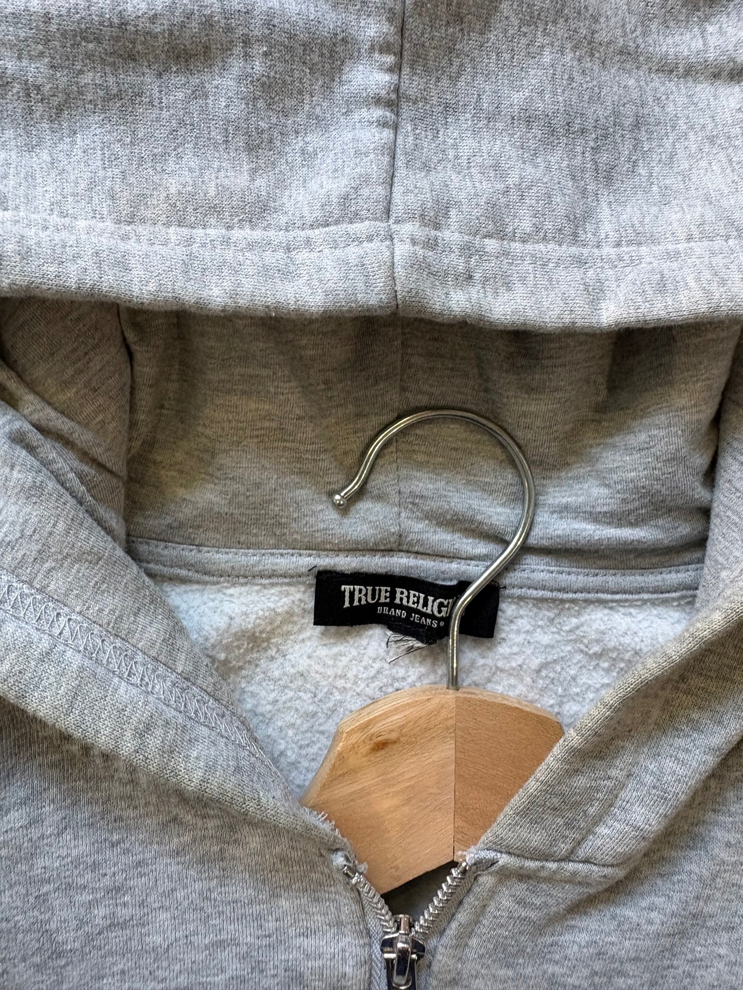 True Religion Grey Zip Up Hoodie