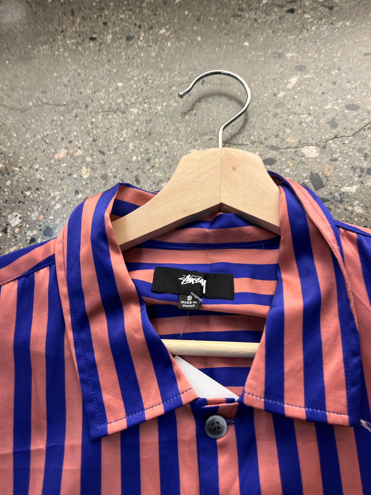 (S) Stussy Silky Striped Button Up