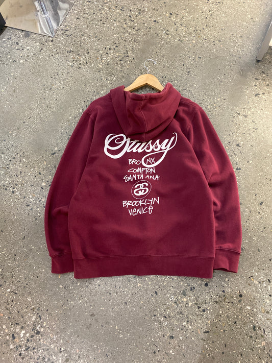 (M) Stussy International Maroon Hoodie