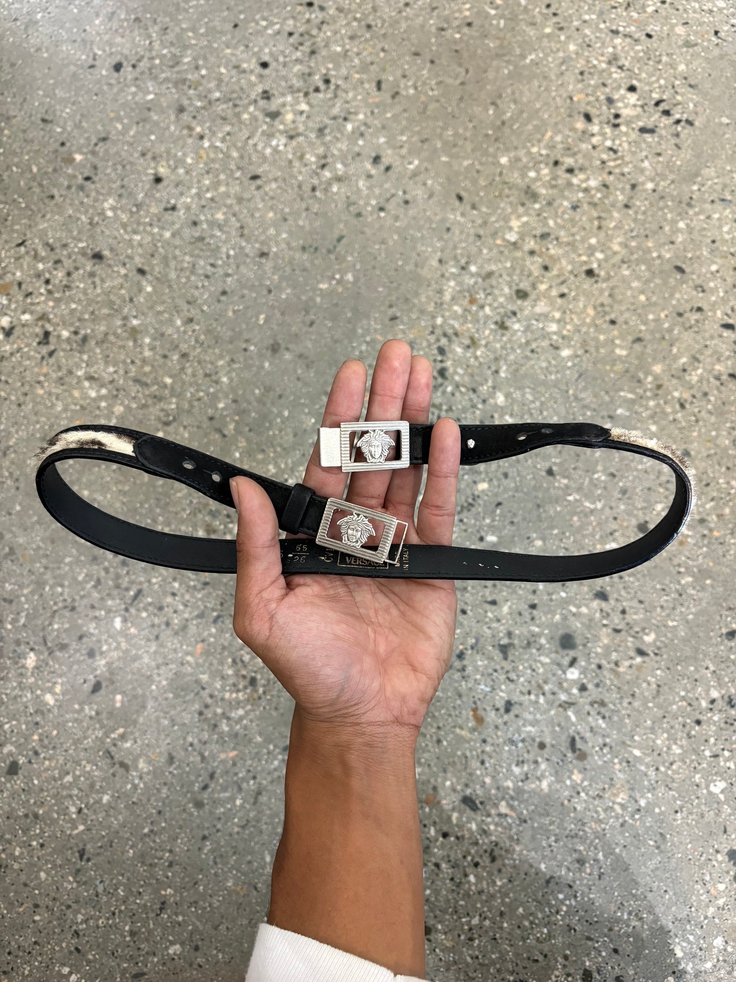 (23” waist) Older Versace Leopard Leather Belt