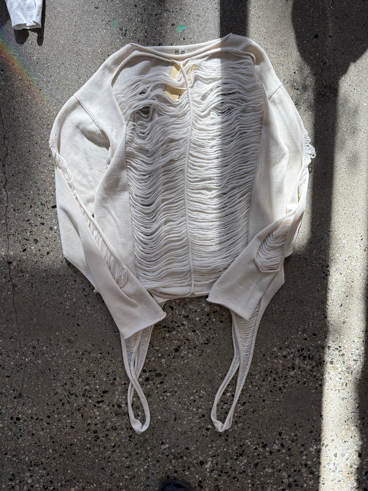 (L) Rick Owens Dinge Distressed Sweater Hollywood ss25 Collection ( Retails for $1750)