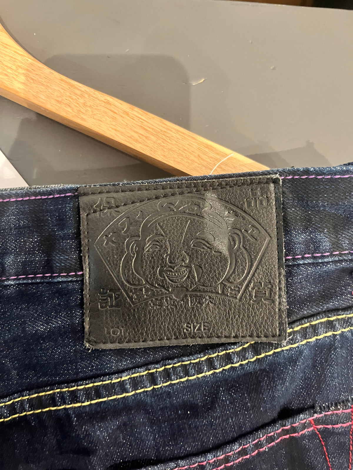 (L) “36” Evisu Dark Wash Denim