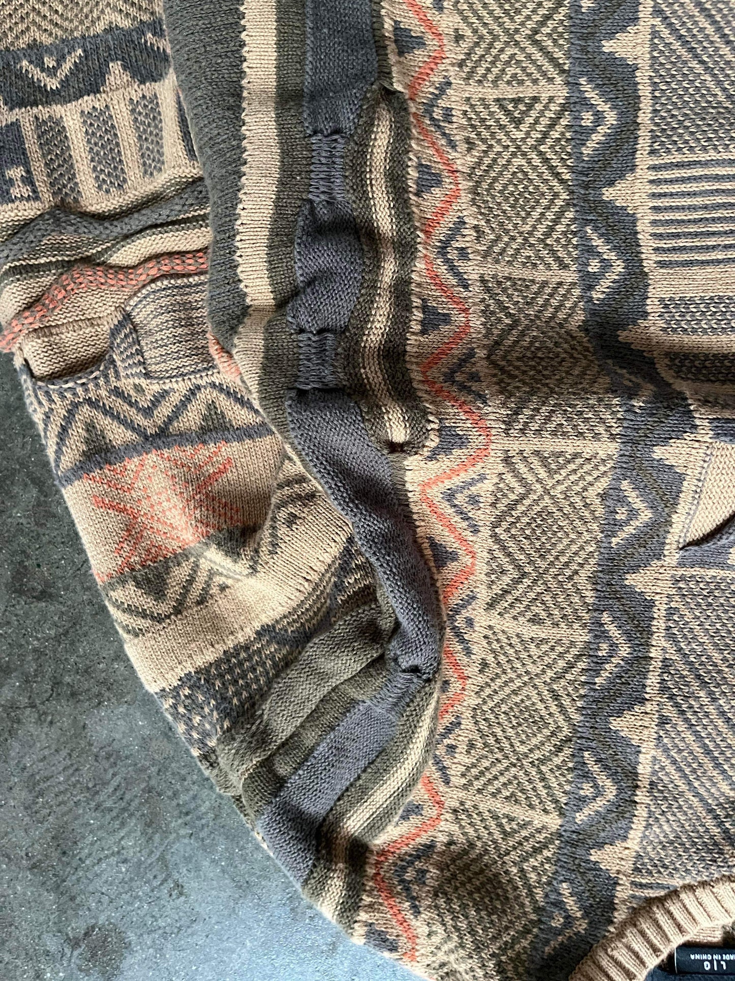 (L) Vintage Earthtone 3D Coogi Style Knit