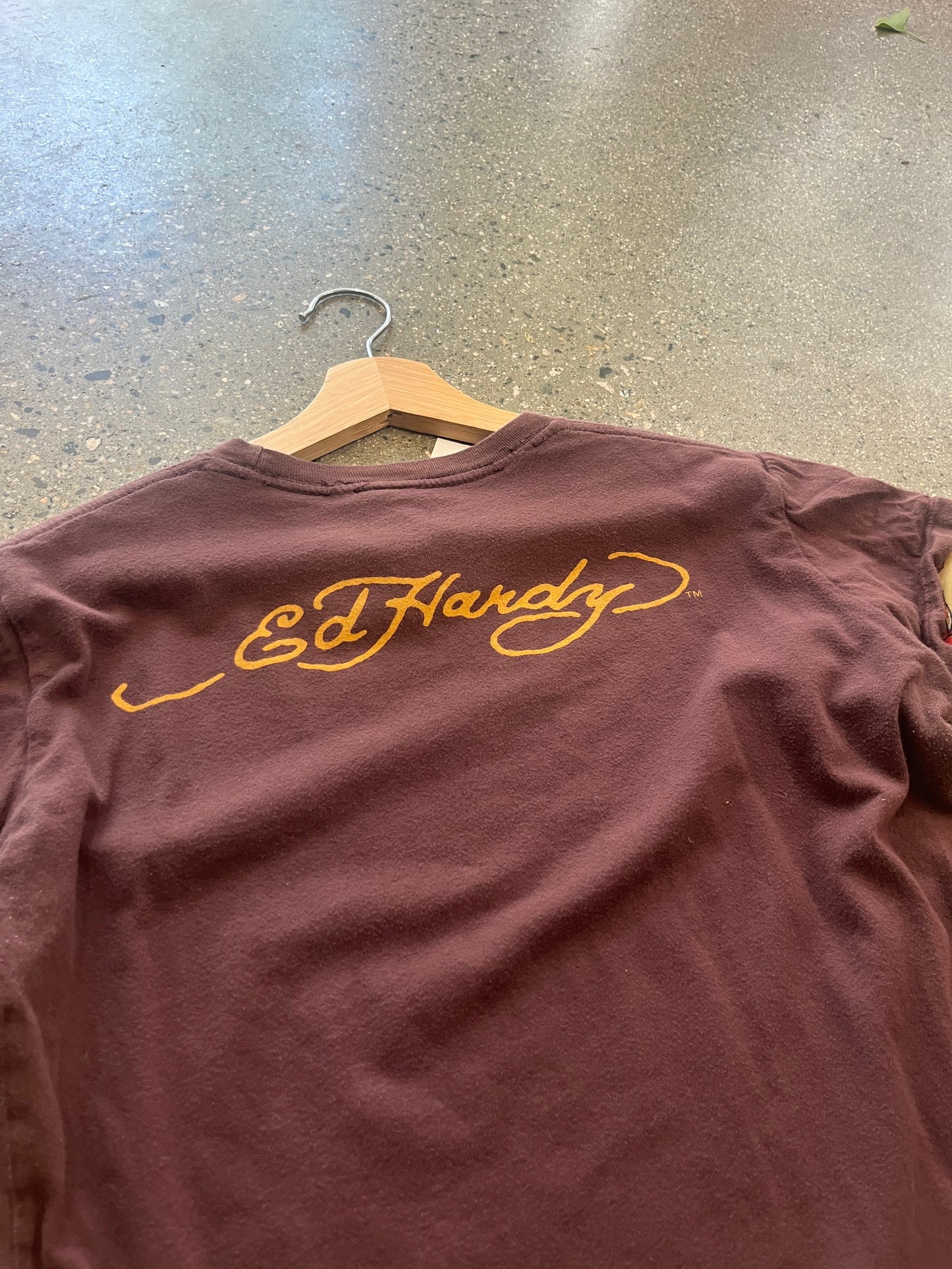 (Women’s M) Ed Hardy Brown LS Top