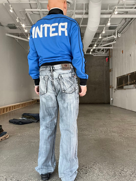 (32”) Garment Dyed Distressed Baggy Figo Jeans