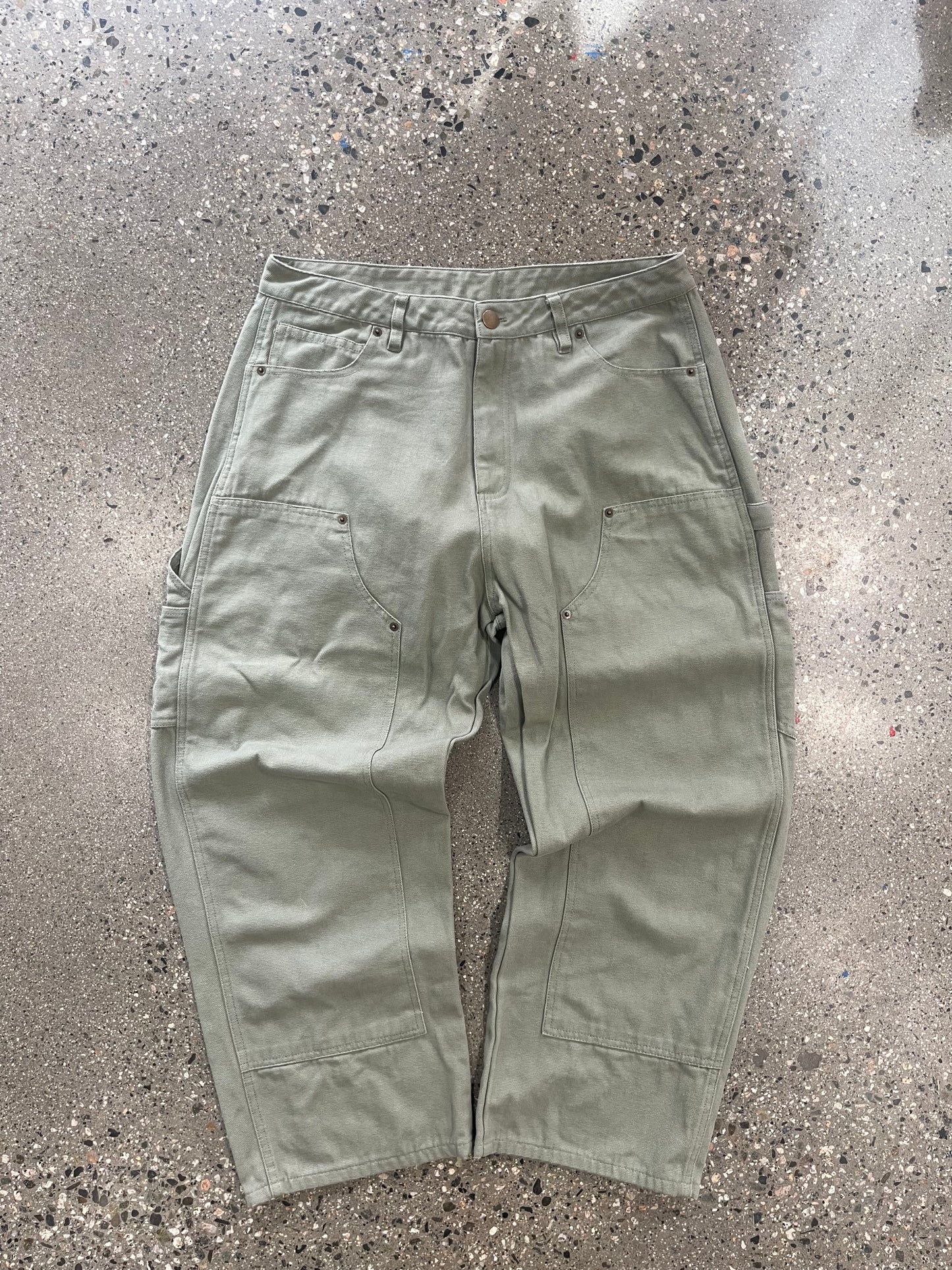 (L/XL) Blank Pistachio Canvas Hooded + Carpenter 2 Pc Set