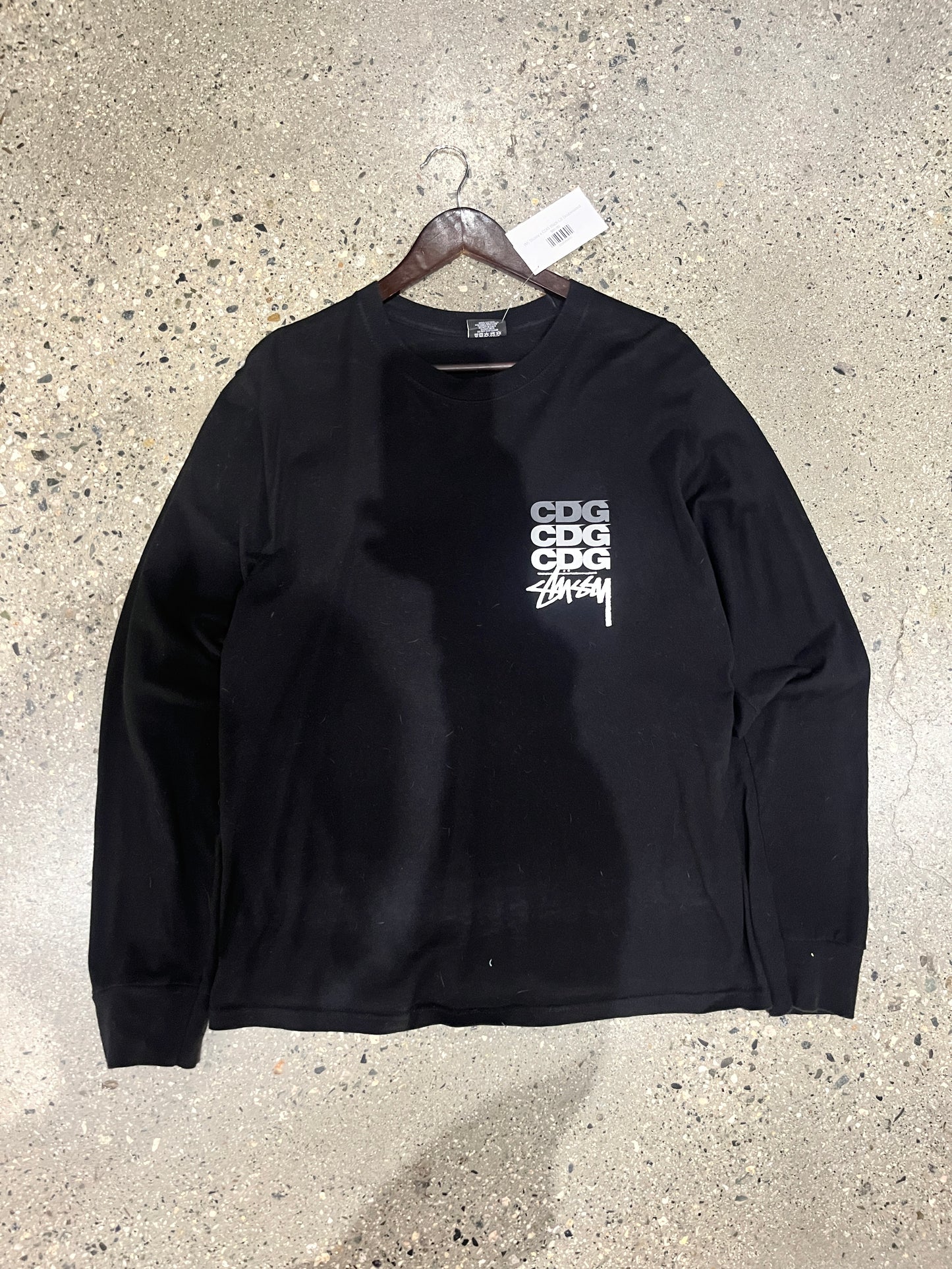 (M) Stussy x CDG Black LS Doublesided