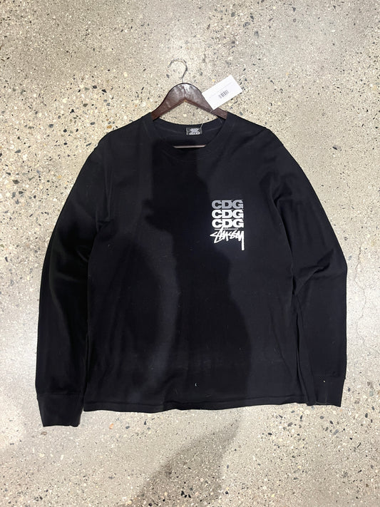 (M) Stussy x CDG Black LS Doublesided