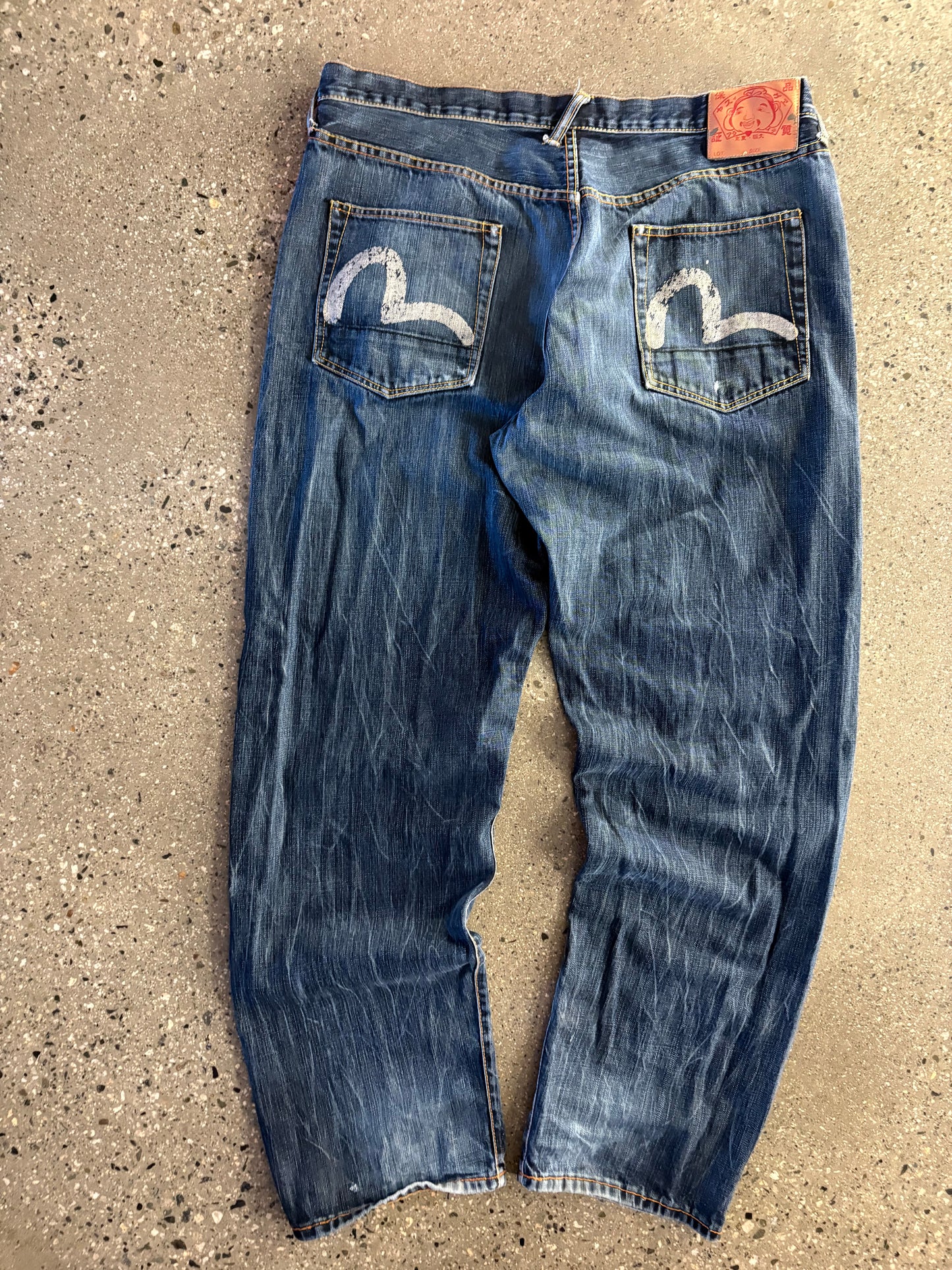 (34” x 32”) Evisu Baggy Vintage Faded Denim