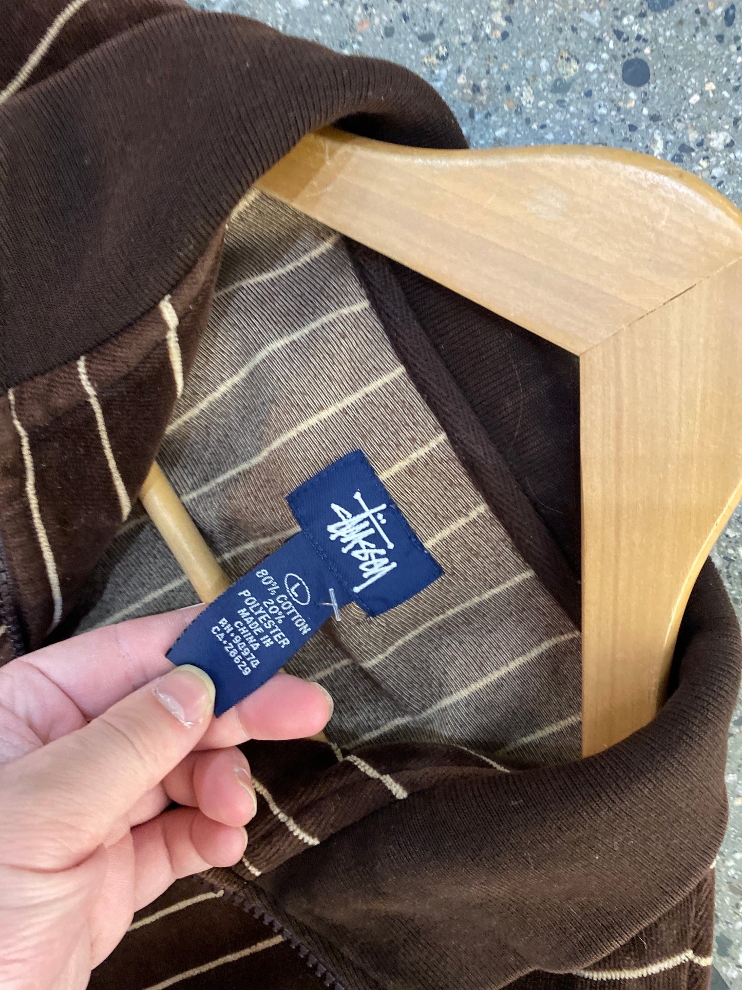 (L) 90s Stussy Brown Velour Track Top