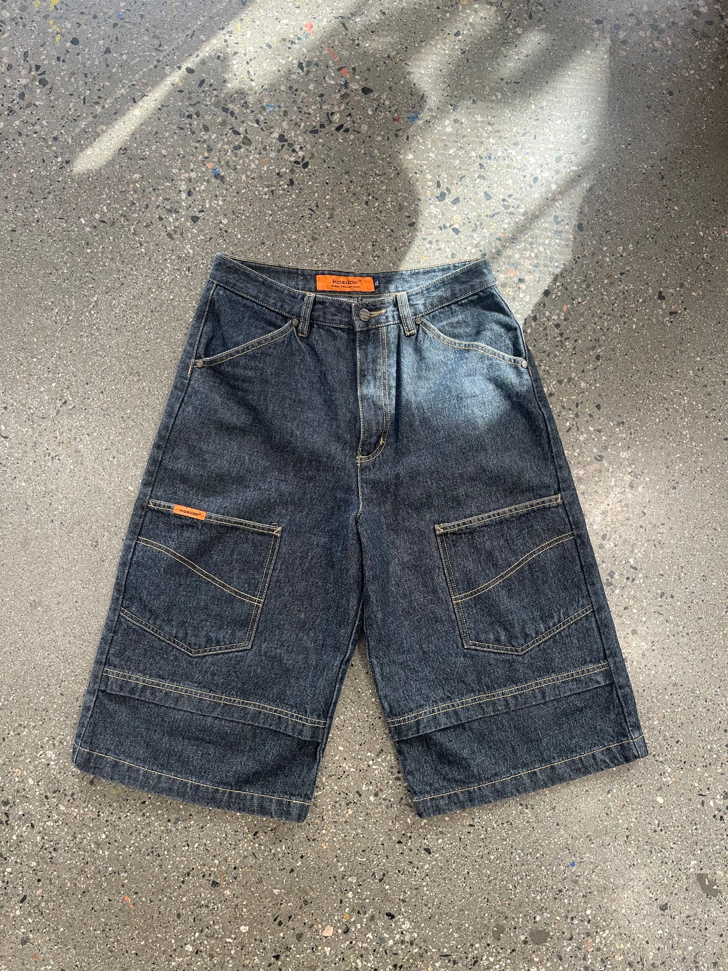 (29”) Baggy Dark Raw Style Denim Jorts