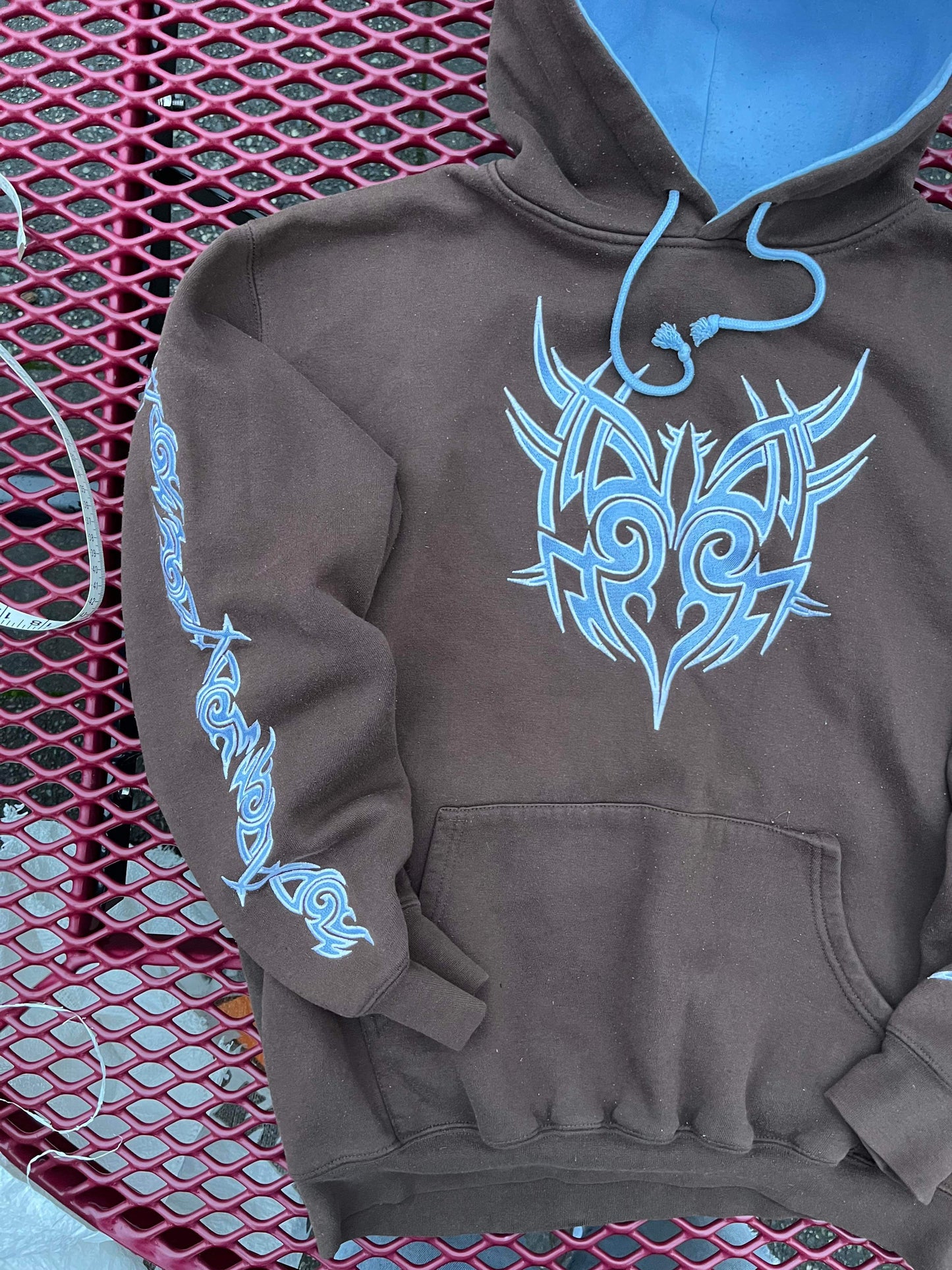 (XL) Boxy Y2K Tribal Brown Hoodie