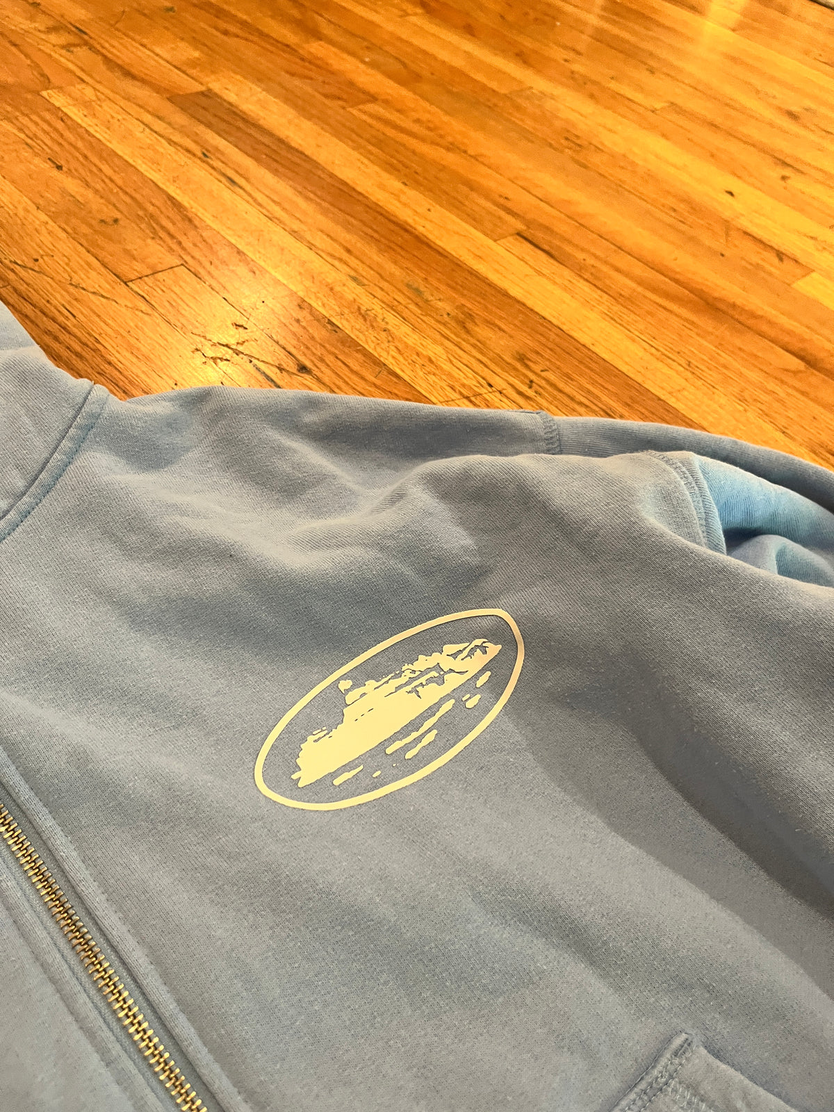 (M) Corteiz Baby Blue Zip Hoodie