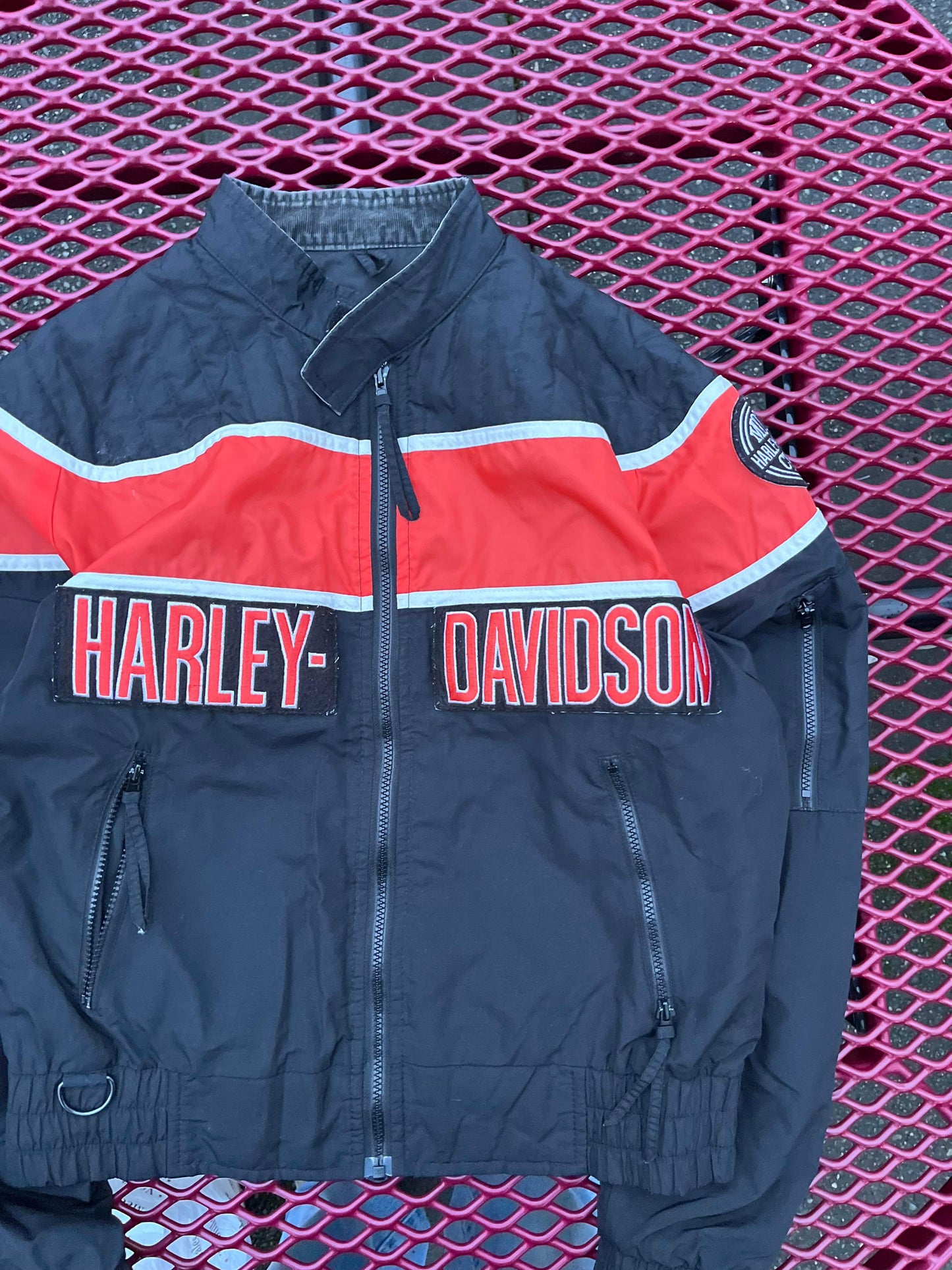 (S) Vintage Harley Davidson Moto Jkt