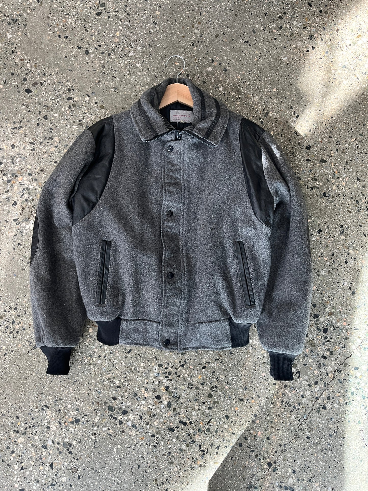 (XS/S) Vintage Grey Wool Bomber Jacket
