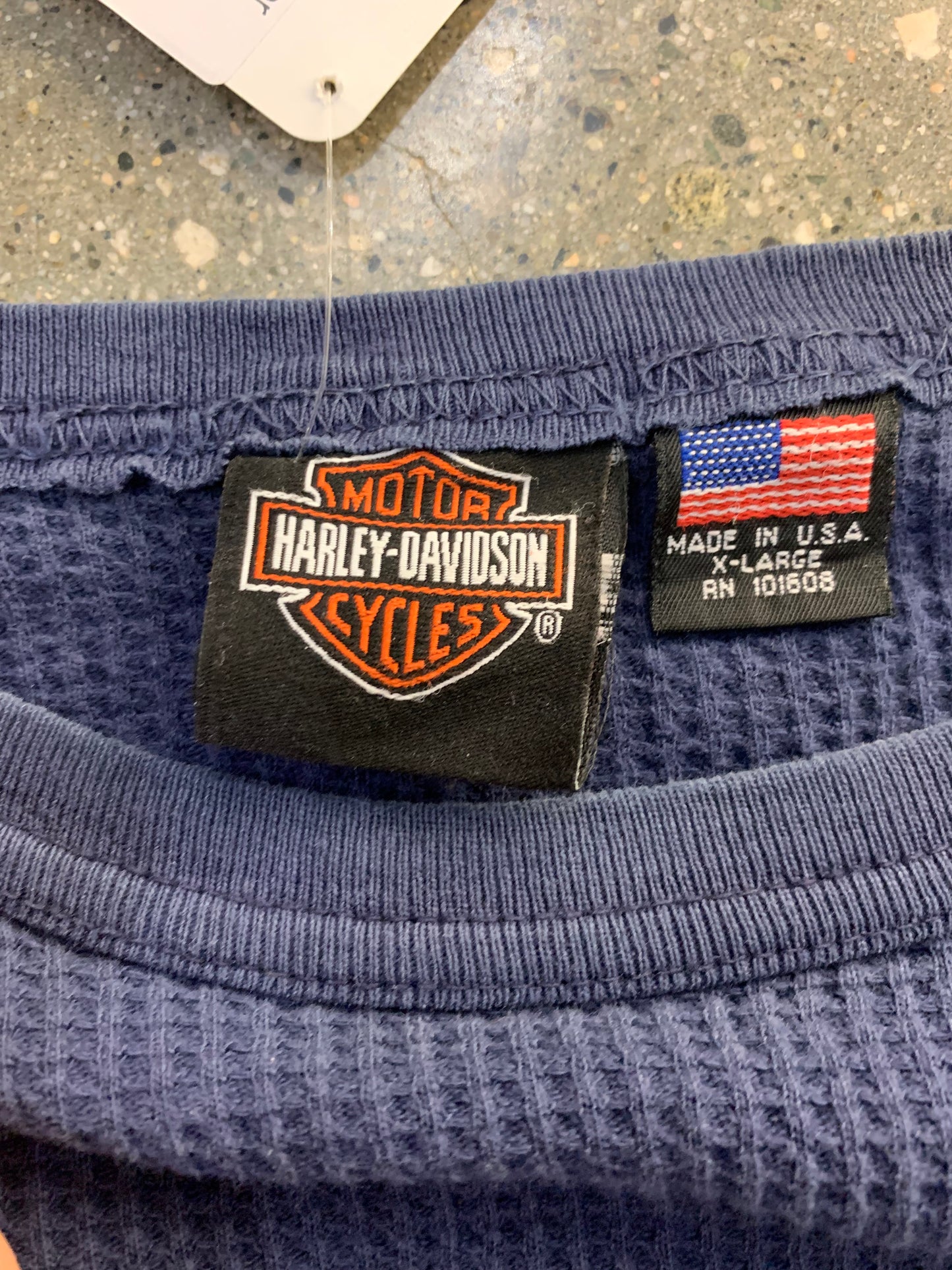 (XL/2X) 00's Harley Blue Waffle-knit Sweater