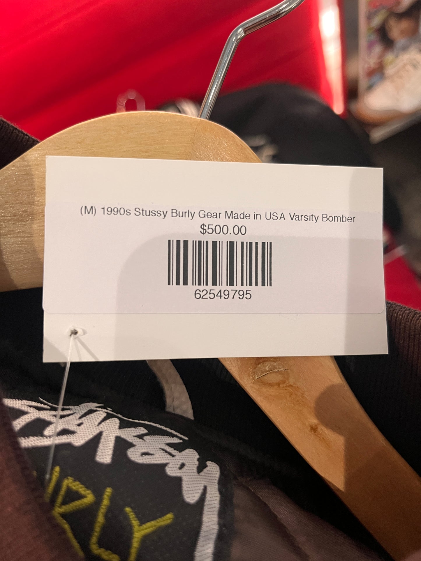(L) 2003AW Rare Stussy Burly Gear Made in USA Varsity Bomber