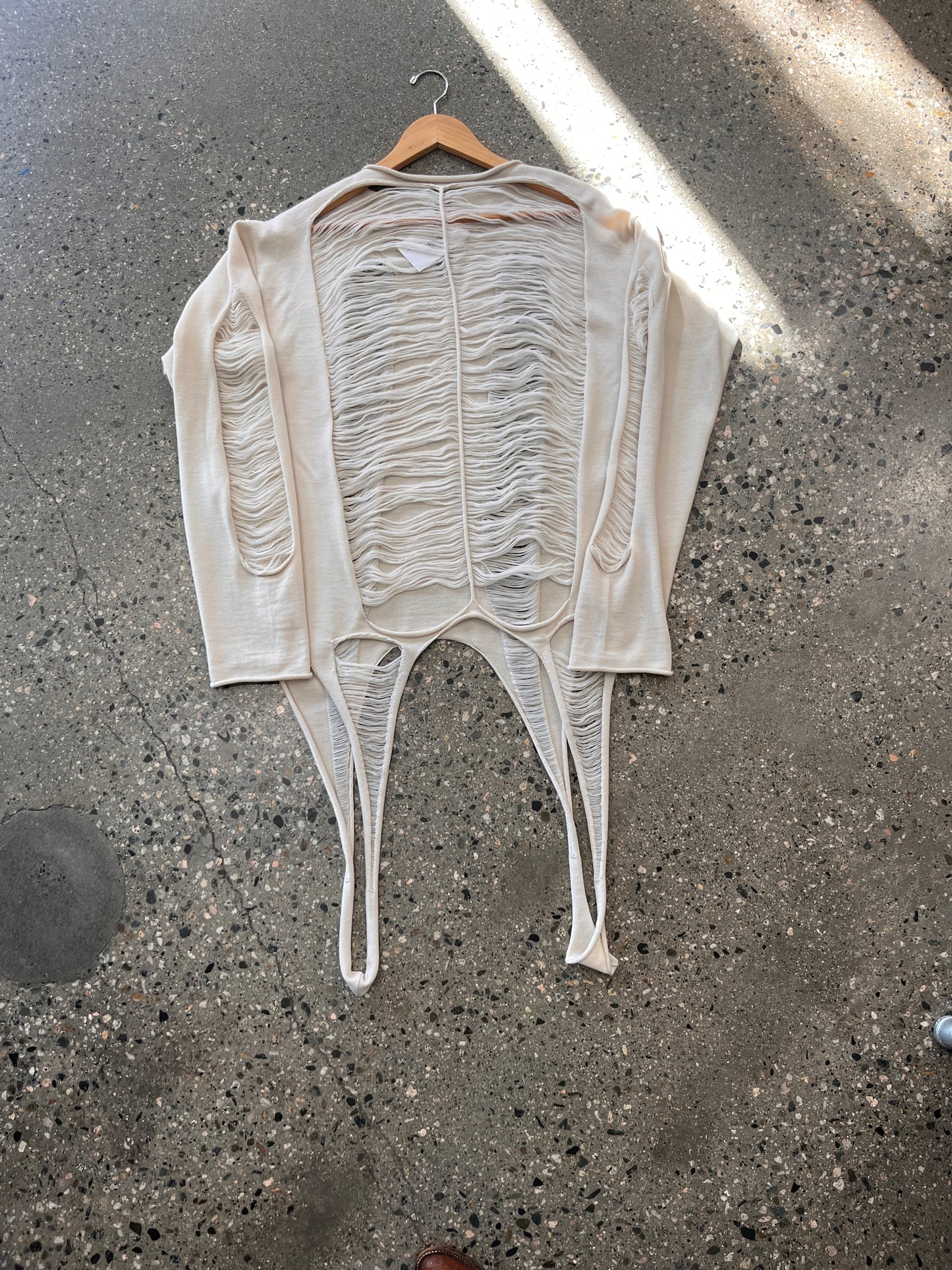 (L) Rick Owens Dinge Distressed Sweater Hollywood ss25 Collection ( Retails for $1750)